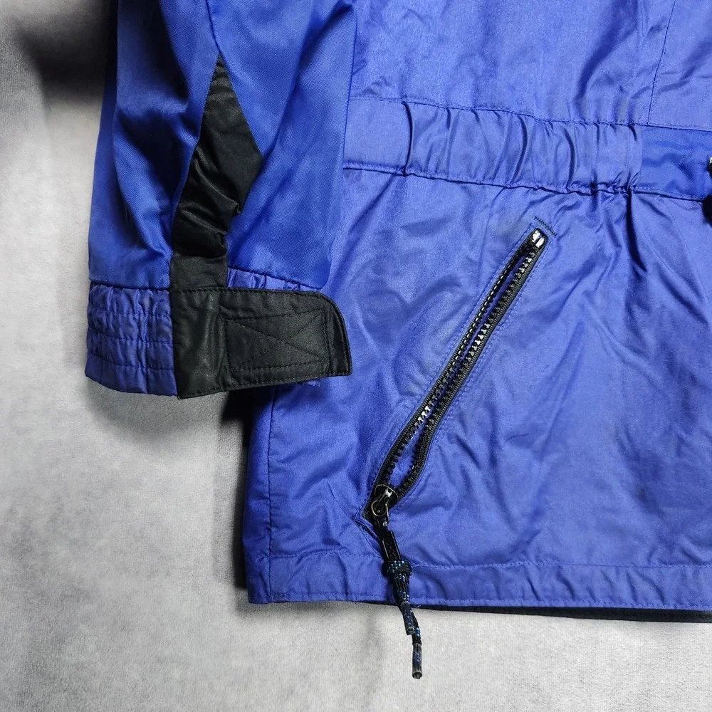 Mountain Goat Vintage Mens L‎ Jacket Blue Teal Color Block Hooded Windbreaker